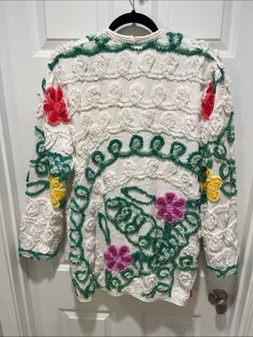 VTG Chenille Duster open cardigan floral bedspread repurposed handmade boho